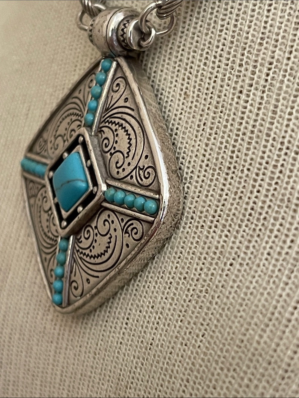 Brighton Primrose Pendant Necklace Silver-Turquoise - Picture 8 of 16